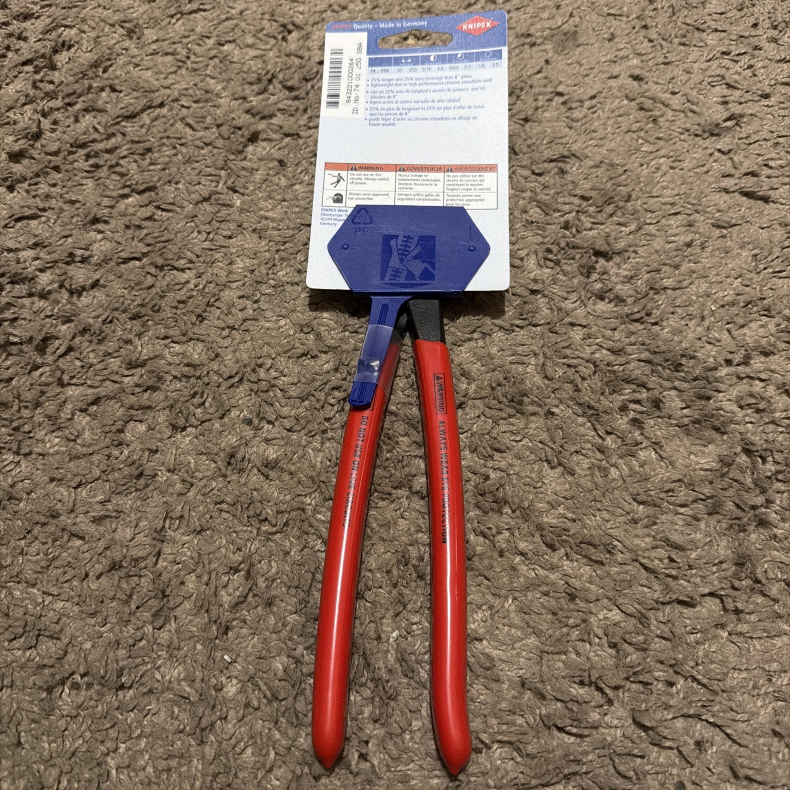 Knipex Ultra High Leverage 10″ Diagonal Cutting Pliers, Made in Germany #7401250