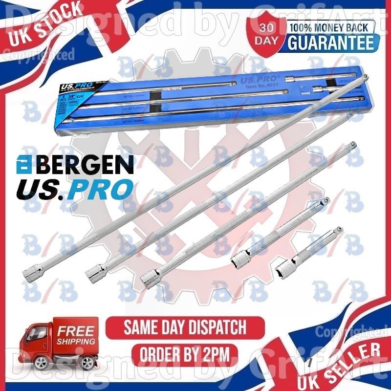US PRO 5PC 3/8″ DRIVE SOCKET EXTENSION BARS EXTRA LONG SET 100MM-600MM MECHANICS
