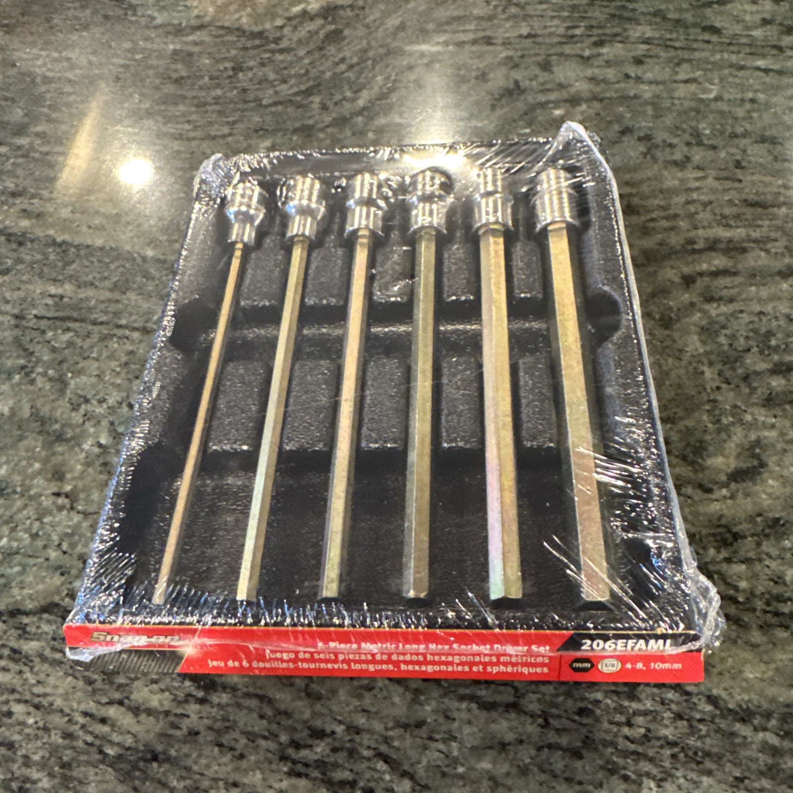 Snap-on 206efaml 6 pc 3/8 drive 4-8,10mm long hex driver set sealed