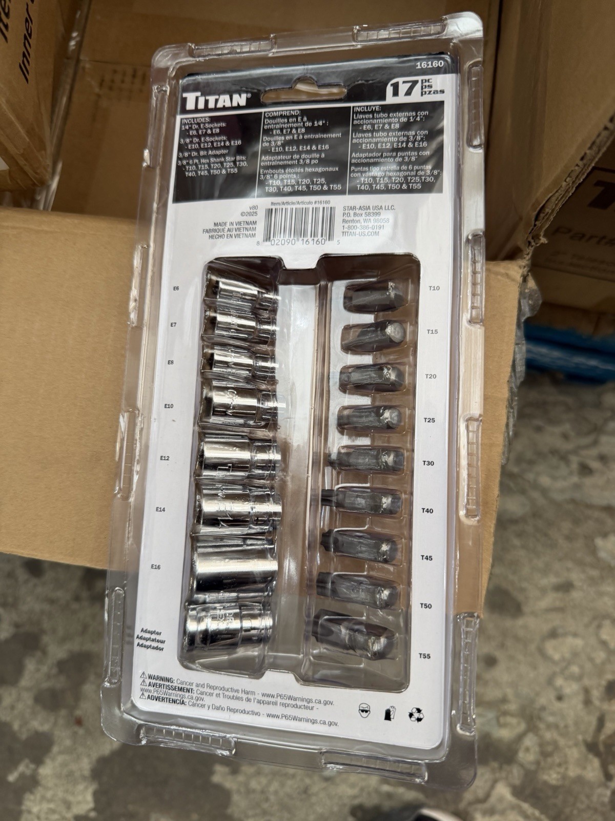 Titan 16160 17pc 3/8″ and 1/4″ Dr External Torx Socket & Torx Bit Set SHIPS FREE
