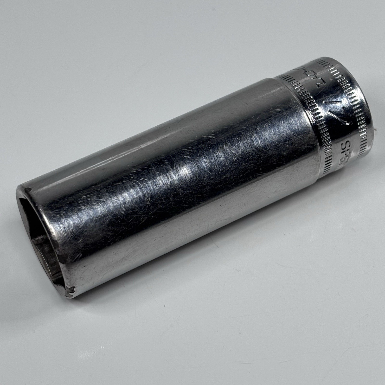 Snap On Tools SFSM17 3/8 Dr 6Pt Metric 17mm Flank Dr Deep Chrome Socket USA 2004