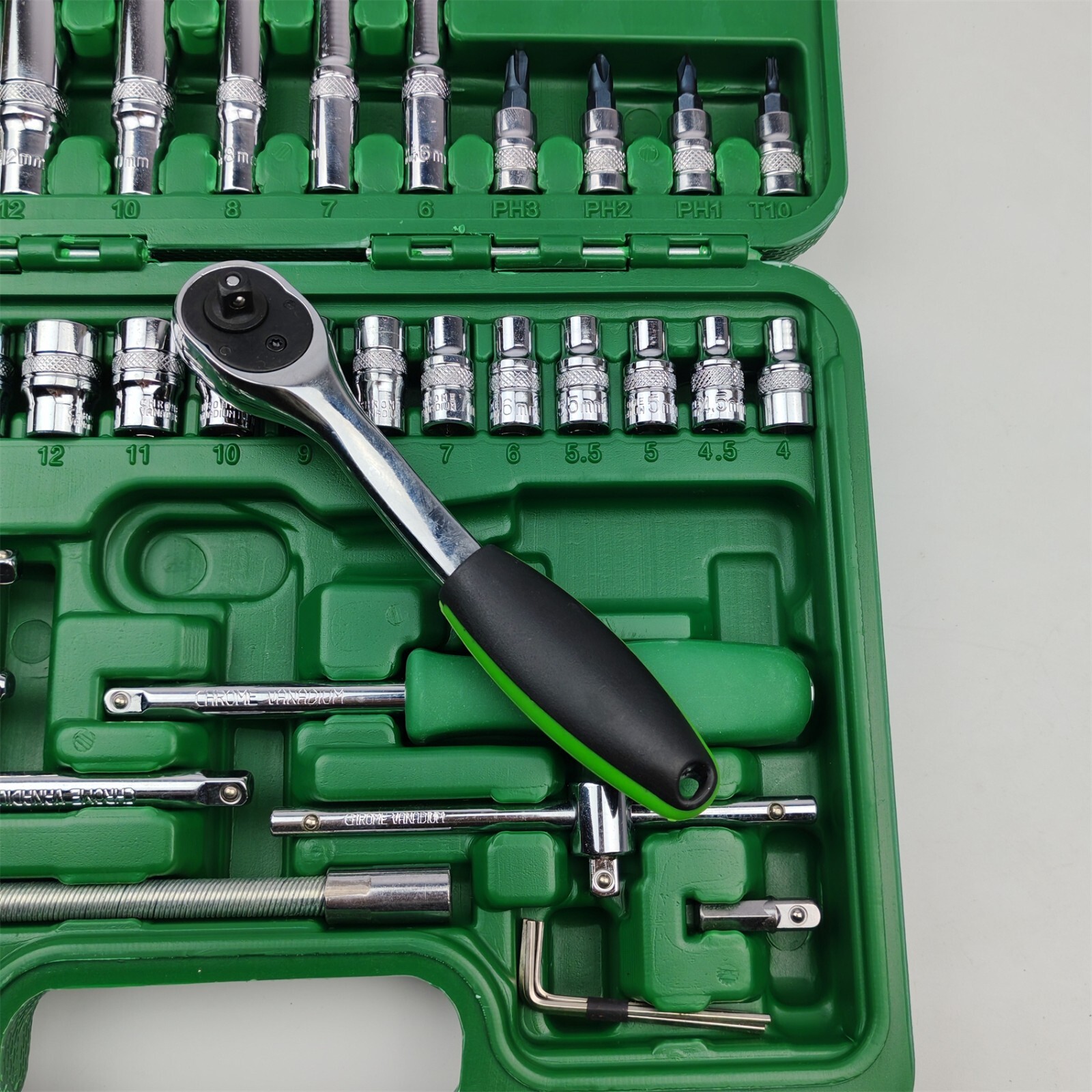 54pcs Socket Wrench 1/4-Inch Drive Socket Set Ratchet Wrench Car Repair Tools