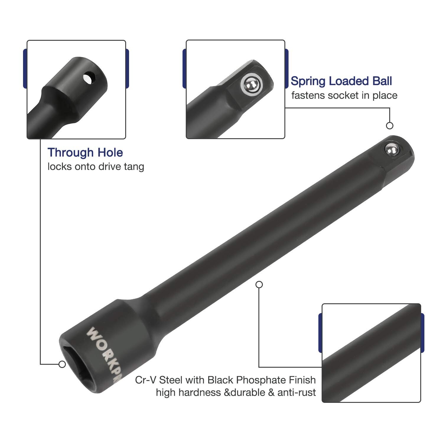 WORKPRO 1/2″ Drive Impact Socket Set with Extension Bars, Premium Cr-V Steel,…
