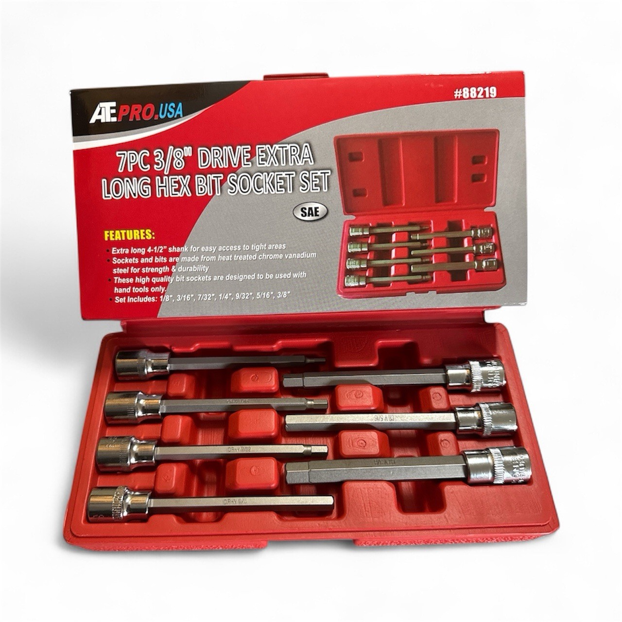 ATE Pro 21pc 3/8″ Drive Extra Long Hex Bit Socket Set Standard, Metric, & Torx