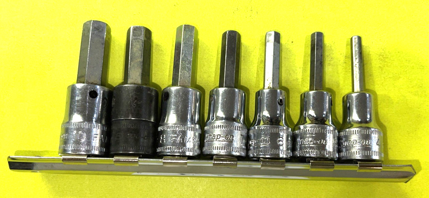 SNAP-ON TOOLS 7 PIECE 3/8 DRIVE METRIC HEX BIT SOCKET DRIVER SET 4MM TO 10MM