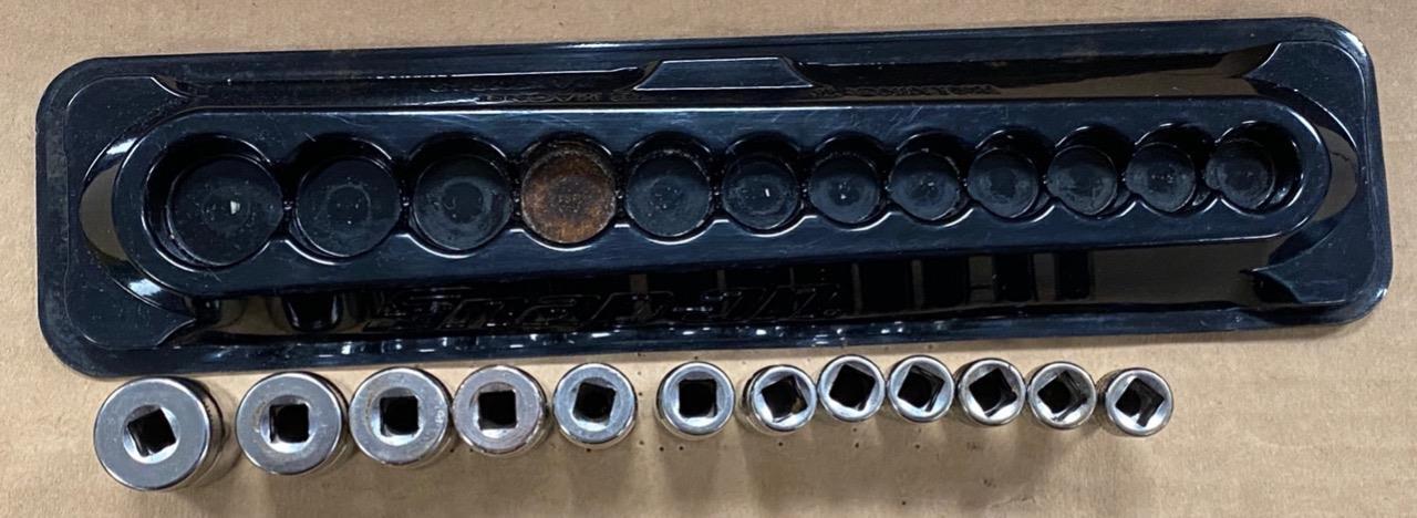 SNAP ON LOT OF 12 1/4″ DRIVE 6 PT SHALLOW SOCKET SET (5mm TMMS5-15mm TMMS15).