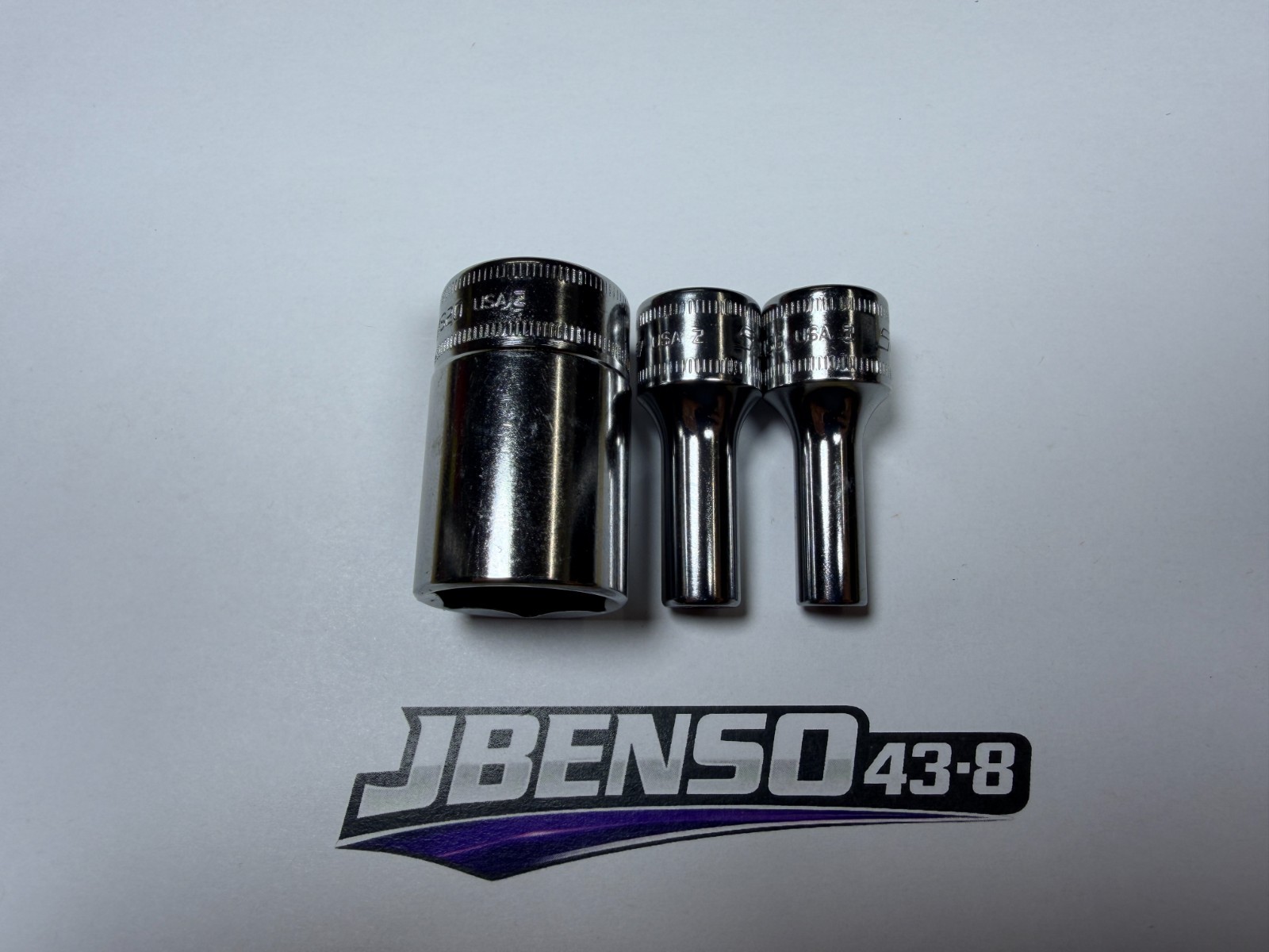 Snap-On Tools 3pc 3/8″ Drive 6mm 7mm 20mm Metric 6pt Semi-Deep Add-On Sockets