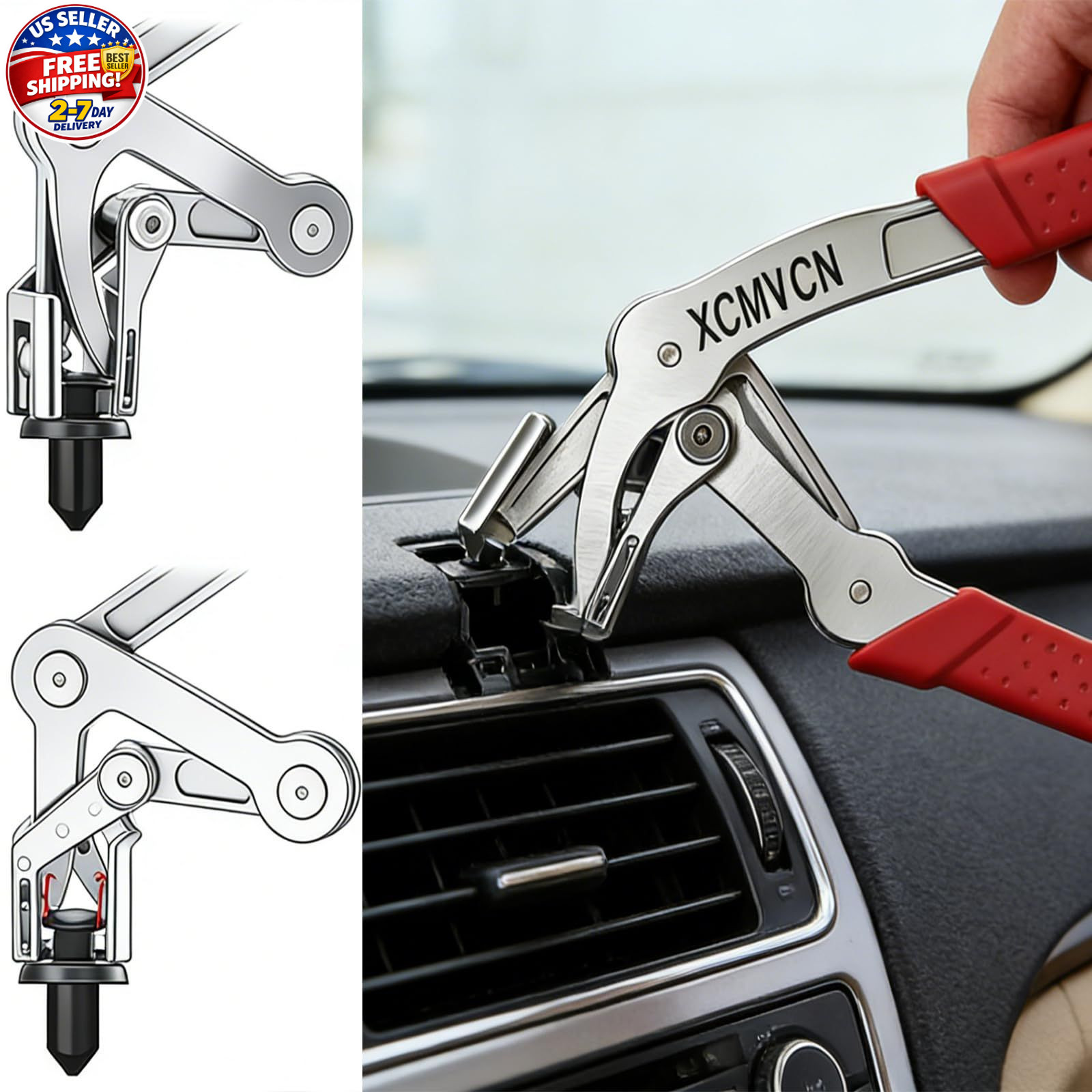 Car Clip Pliers, Professional Auto Removal Pliers Tool, Panel Red