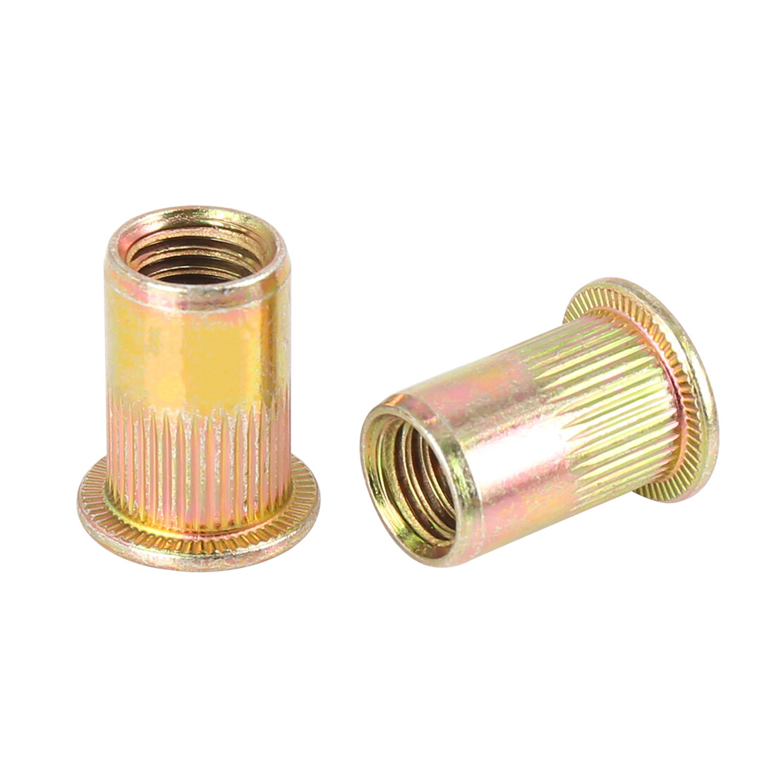 25 Pcs M10 Zinc Plated Carbon Steel Car Flat Head Rivet Nut Threaded Insert