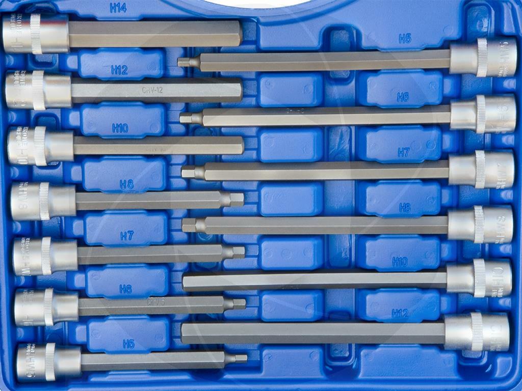 30pcs 1/2 Drive Metric Hex Sockets Set Allen Keys Bit H5-H19 Extra Long & Short