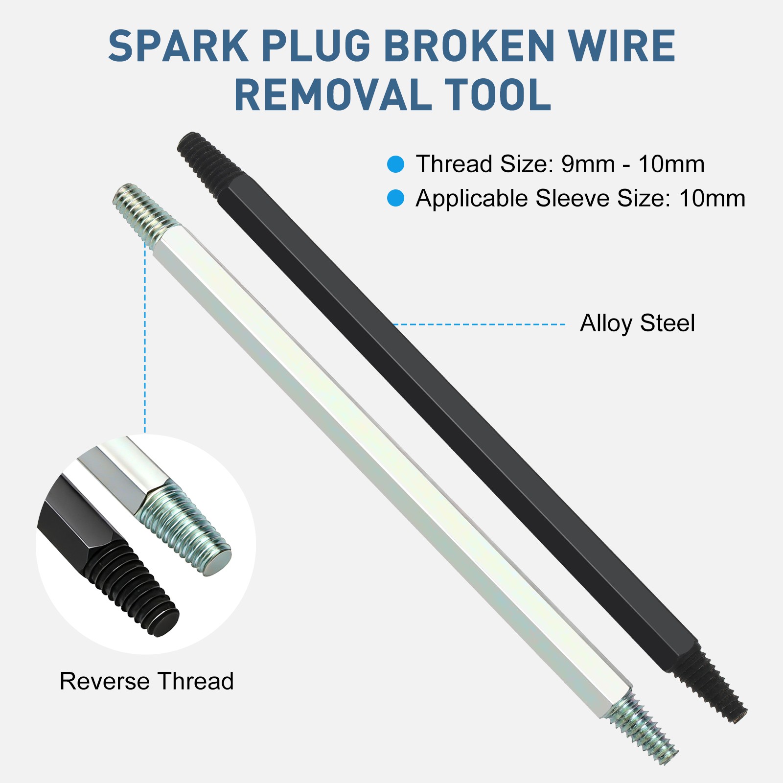 2pcs Fracture Damaged Spark Plug Broken Extractor Removal Tool Left-Hand Thread