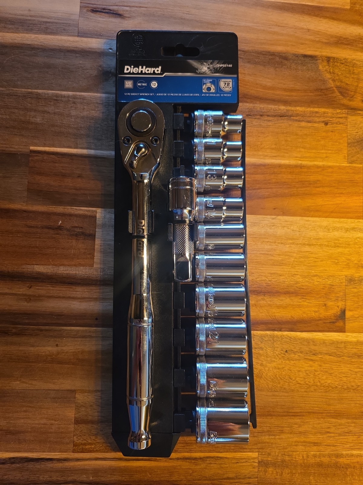(12 Piece) DieHard 1/2 Drive Socket Wrench Ratchet Metric 12 pt DHP55146 NEW