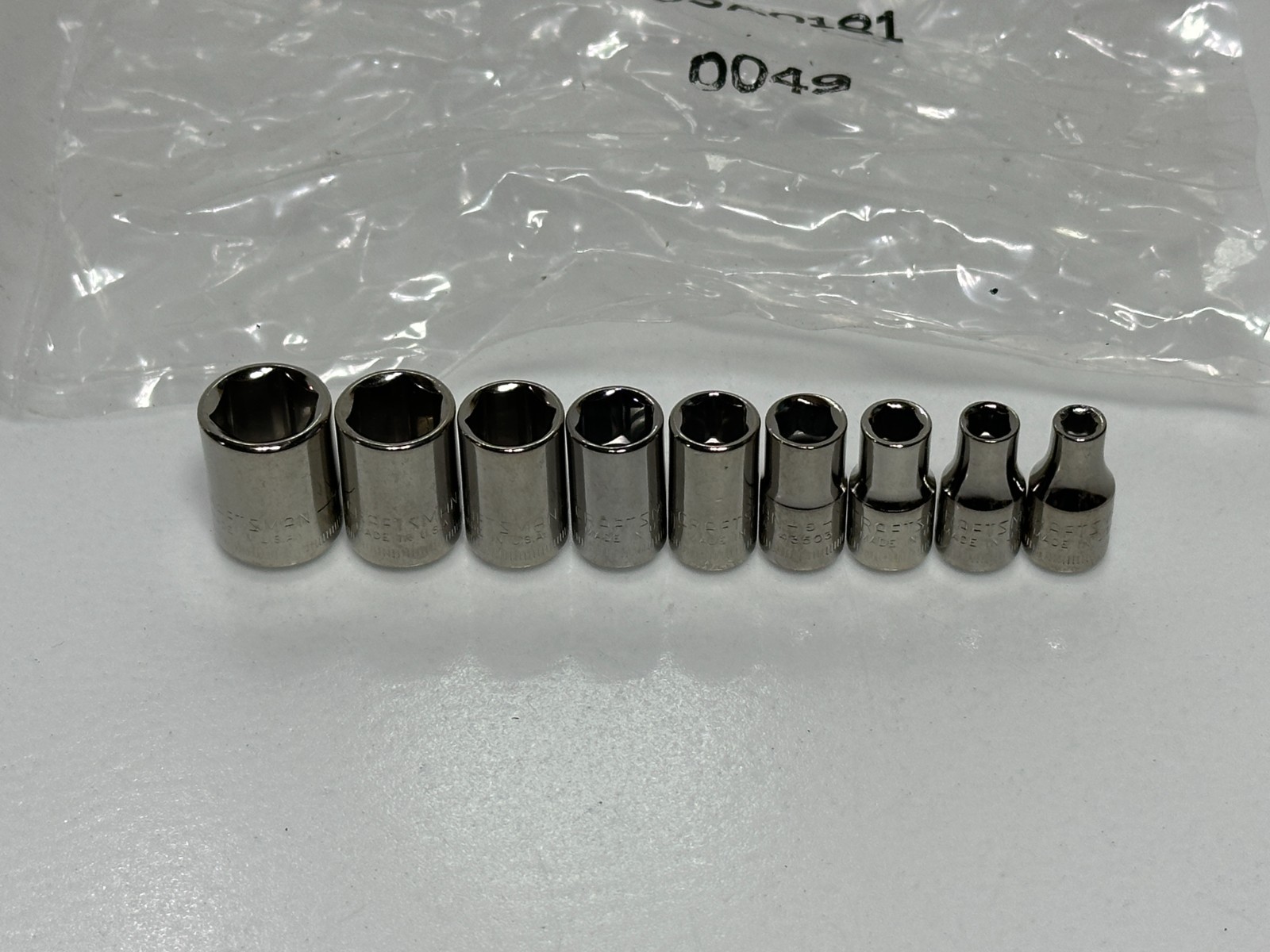 🇺🇸 Craftsman Tools USA G 9pc Metric 4mm-12mm Shallow Socket Set 1/4″ Drive NOS