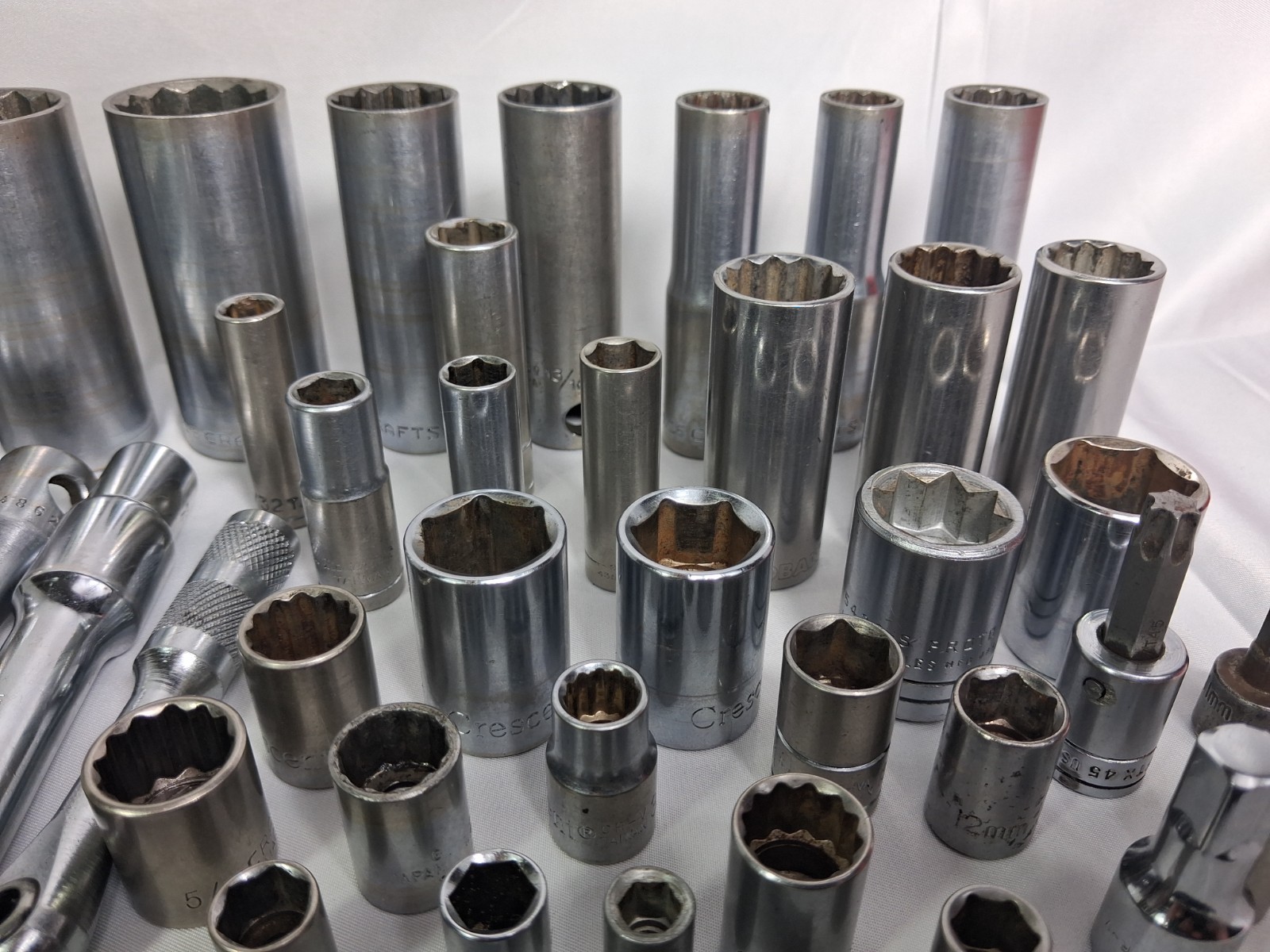 Large Mixed Socket Tool Lot Craftsman Crescent Deep Sockets Extensions Allen…