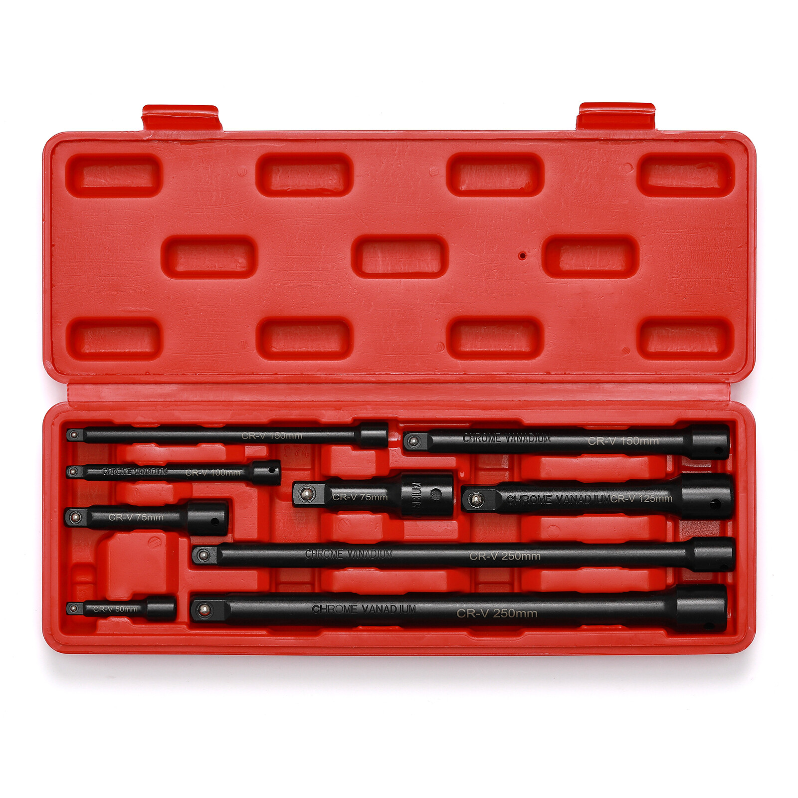 1/4″,3/8″,1/2″ Drive Extension Bar Set, CR-V, 9 PCS Socket Extension Bars