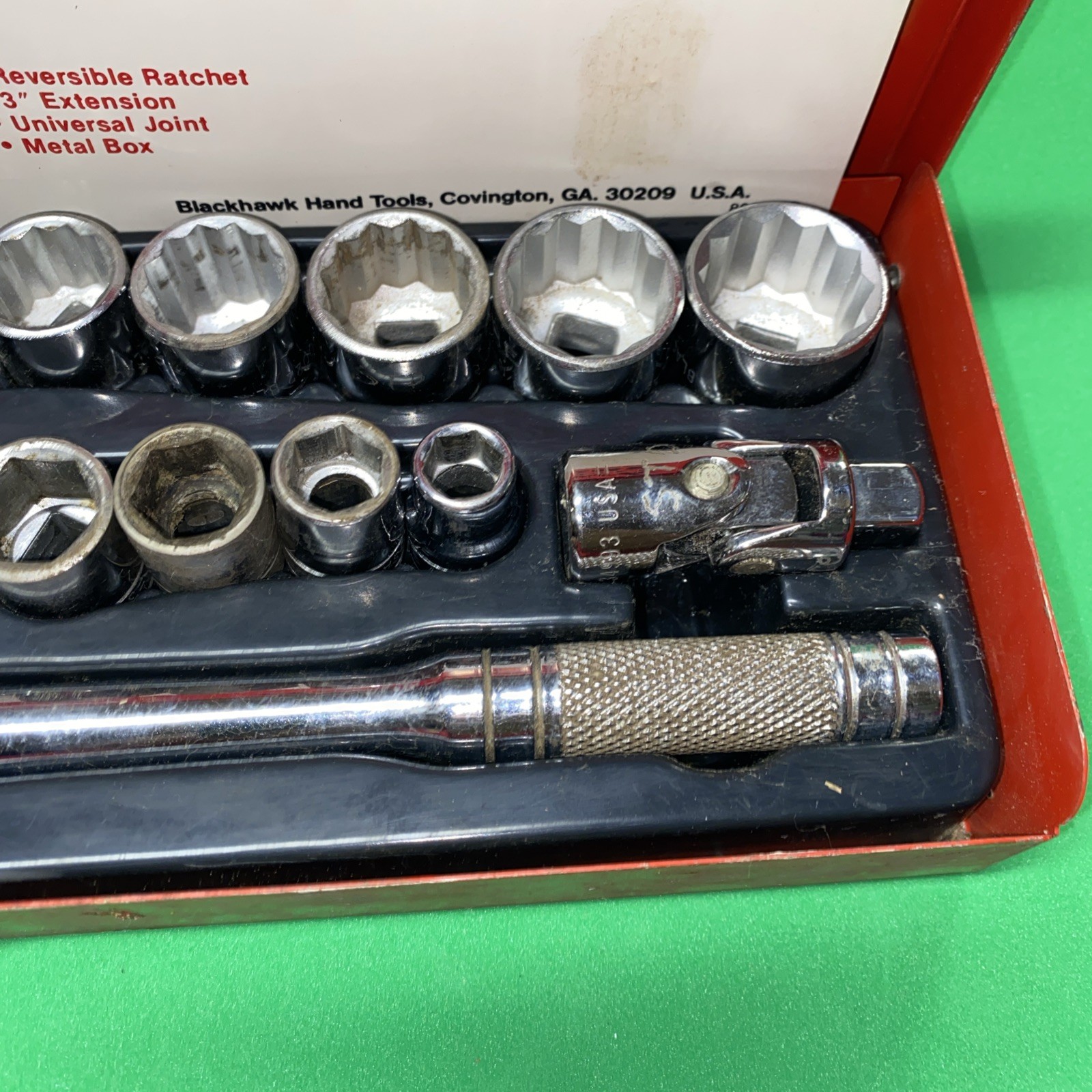 1953 Vintage 20PC Blackhawk 3/8 Drive SAE Socket Set W/Metal Case