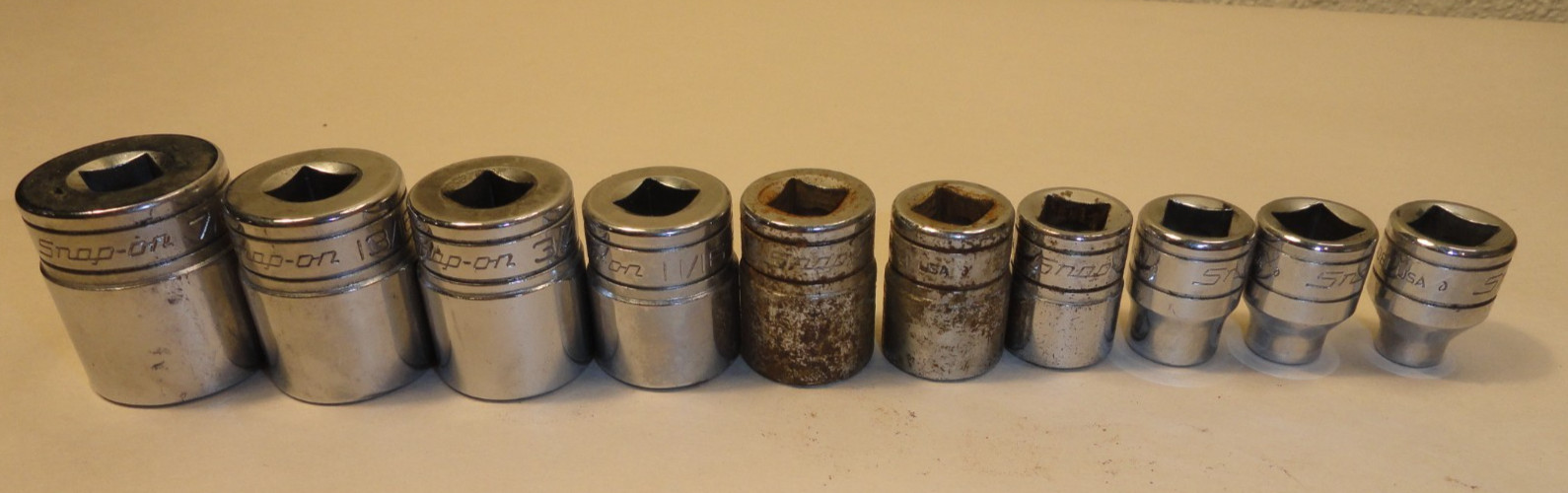 Snap-On FS 10-Pc. 1/4″ – 7/8″ SAE 3/8″ Drive 6pt Point Shallow Socket Set