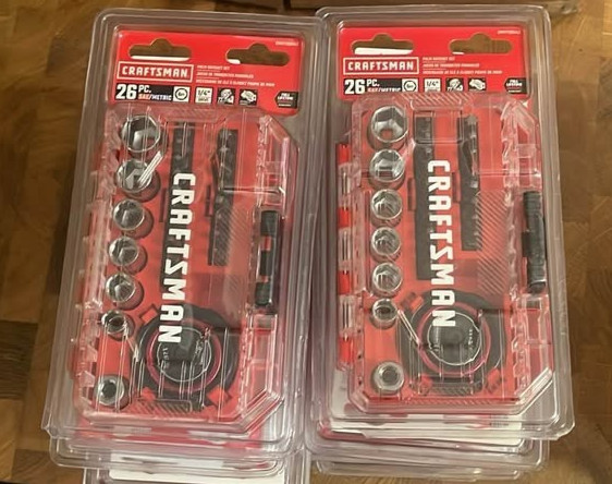 LOT OF 7 Craftsman 26 Pc SAE Metric Socket Set Palm Ratchet CMMT12004