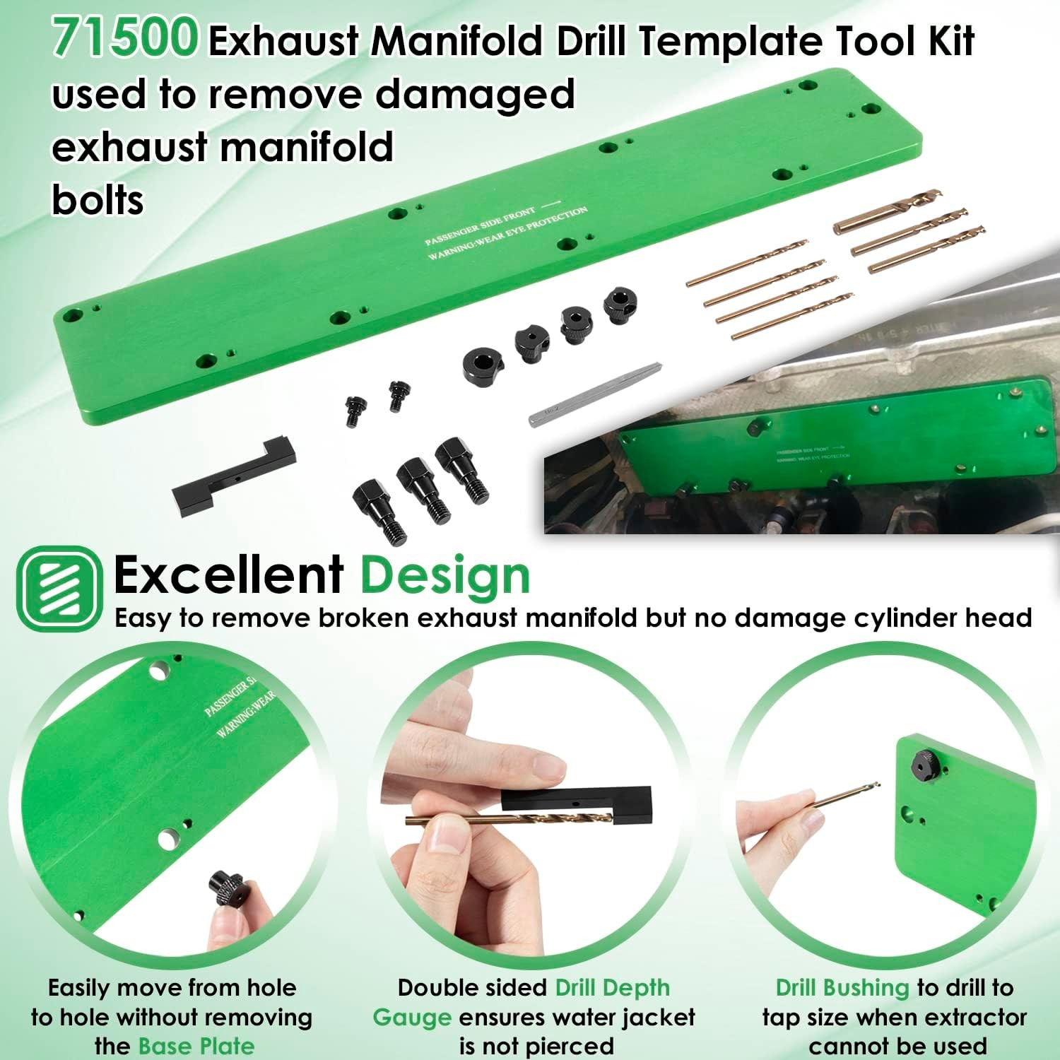 71500 Exhaust Manifold Bolt Drill Template Removal Tool Kit for Dodge 5.7L Hemi