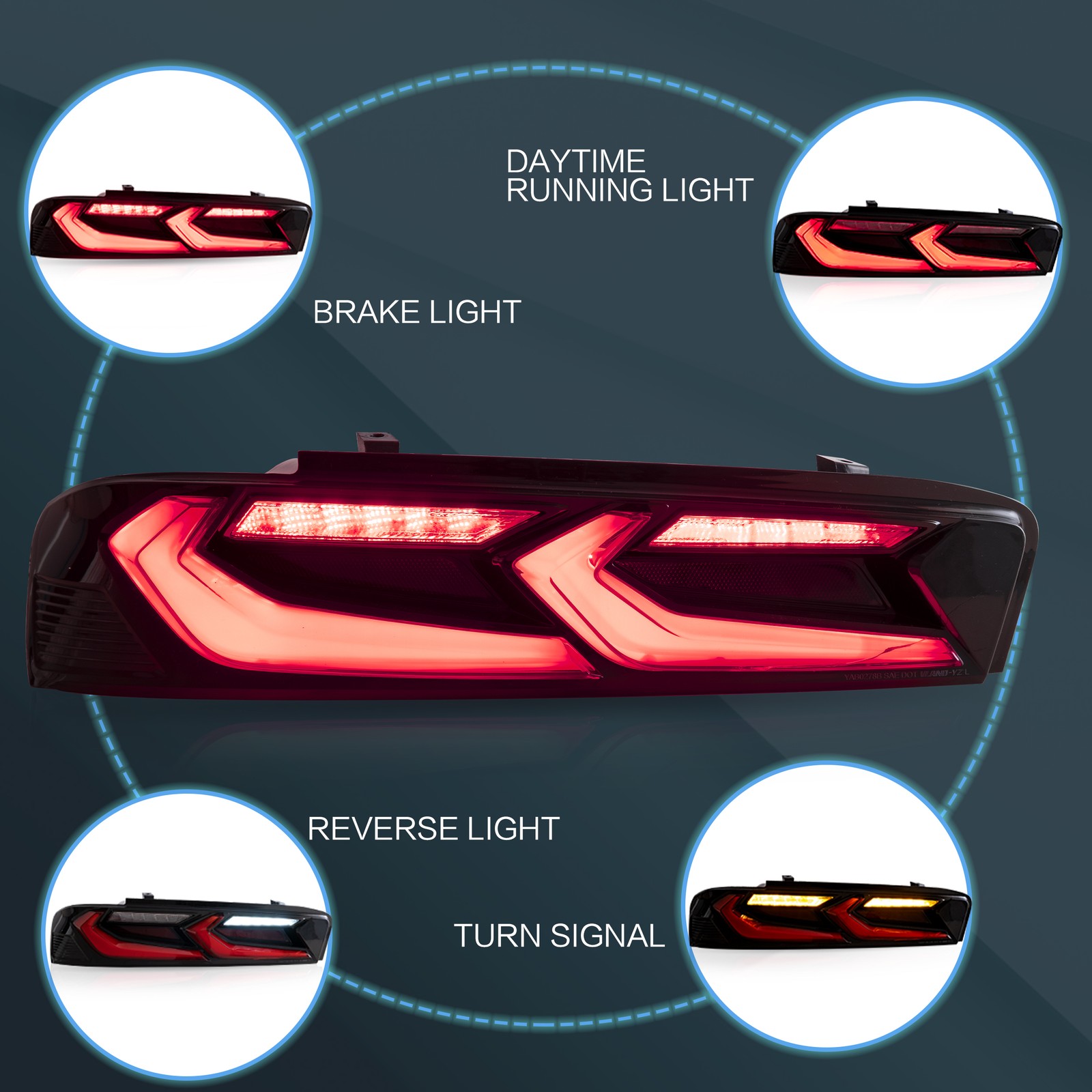 VLAND FULL LED Tail Lights For Chevrolet Camaro 2016-2018 DRL Rear Light Pair