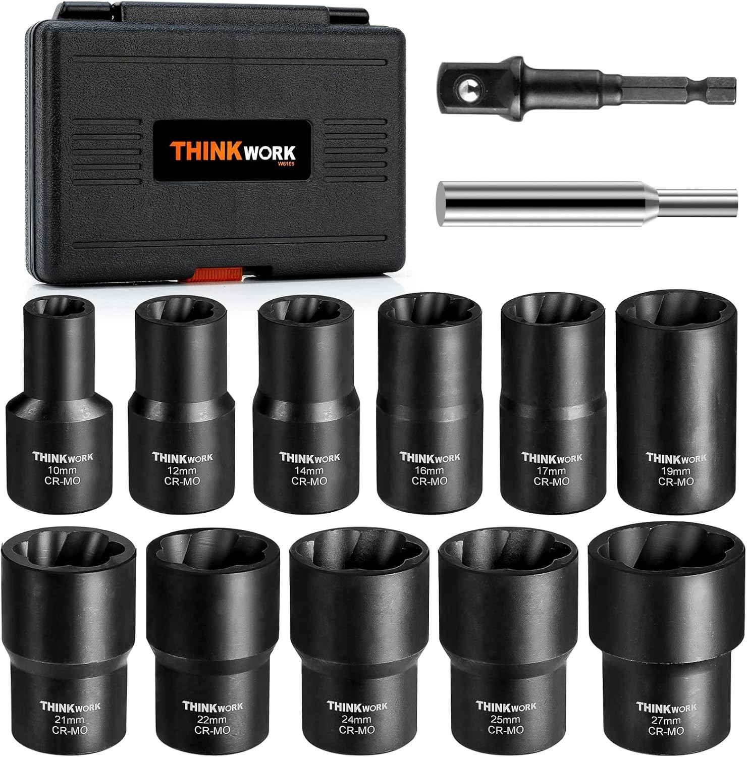 1/2 Inch Drive Lug Nut Extractor Kit for Stubborn Bolts – 13 Pieces