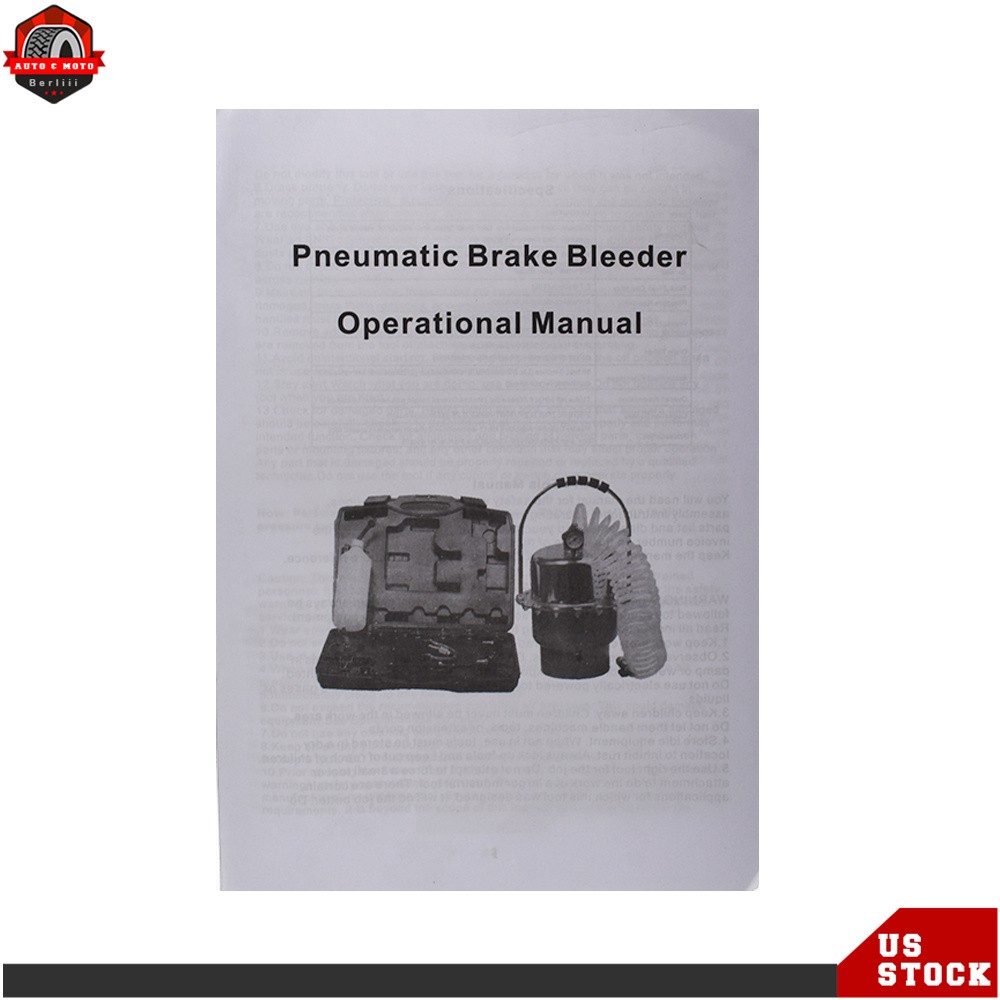 Portable Pneumatic Air Pressure Kit + Brake & Clutch Bleeder Valve System Kit