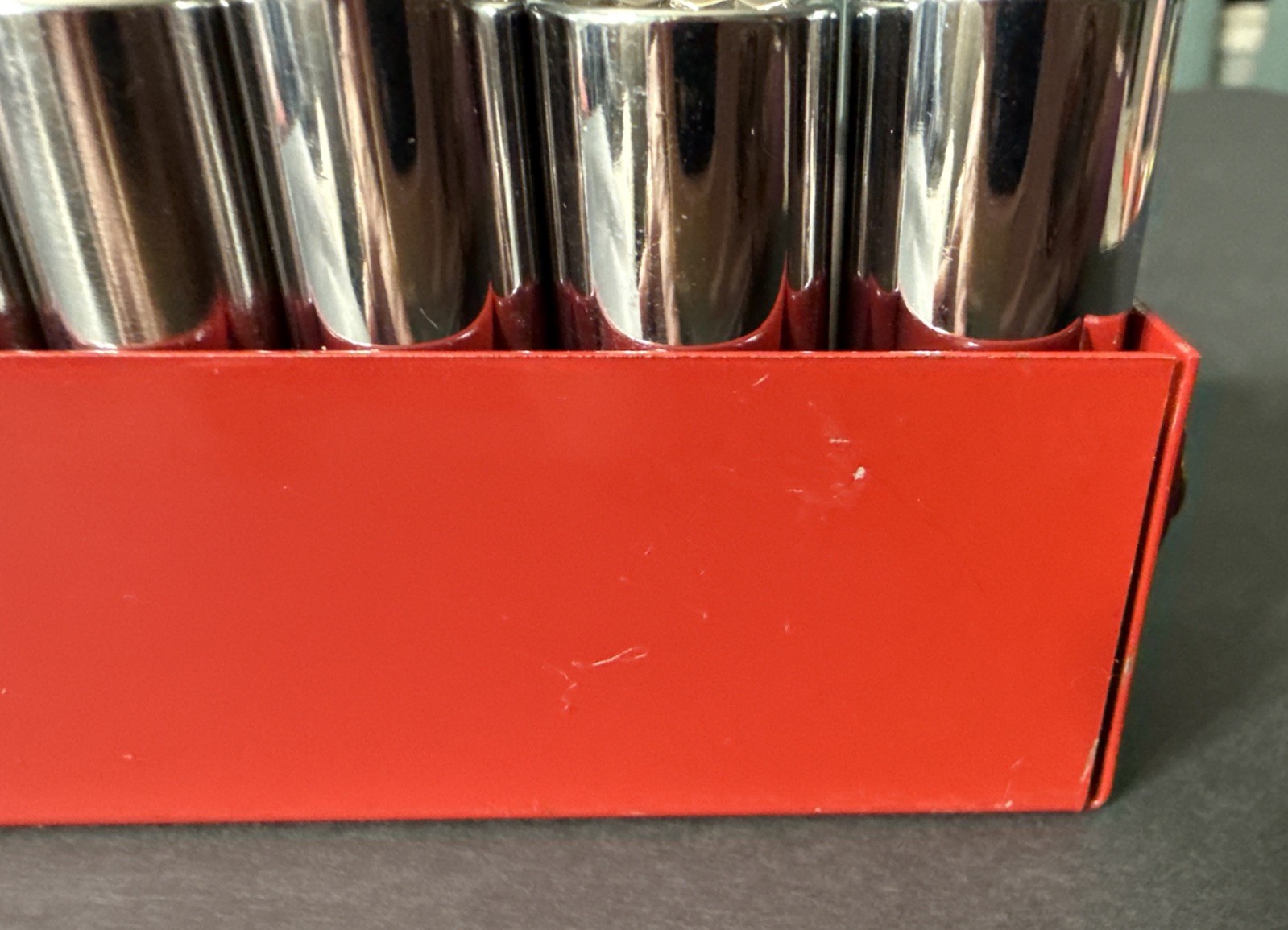 NOS VINTAGE WRIGHT TOOL 1/4” SAE DEEP 10pc SOCKET SET W/ RED RAIL 3/16” – 9/16”