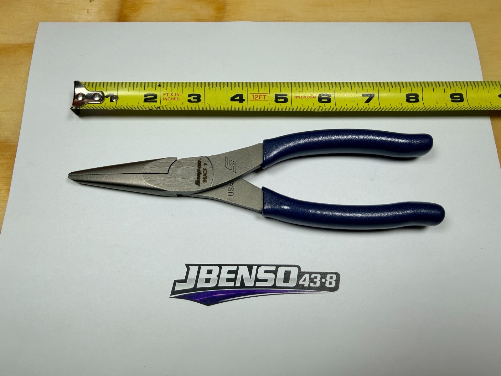 Snap-on Tools USA NEW POWER BLUE 8″ Soft Grip Needle Nose Pliers 96ACFMB