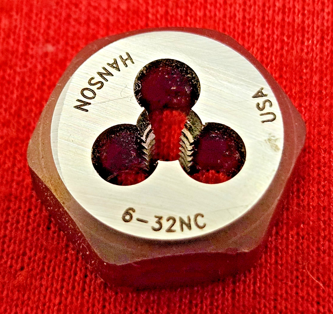 6-32 X 5/8 Hex Die Hanson 6118 Carbon Steel SAE USA RH Rethreading 6/32 SMALL!