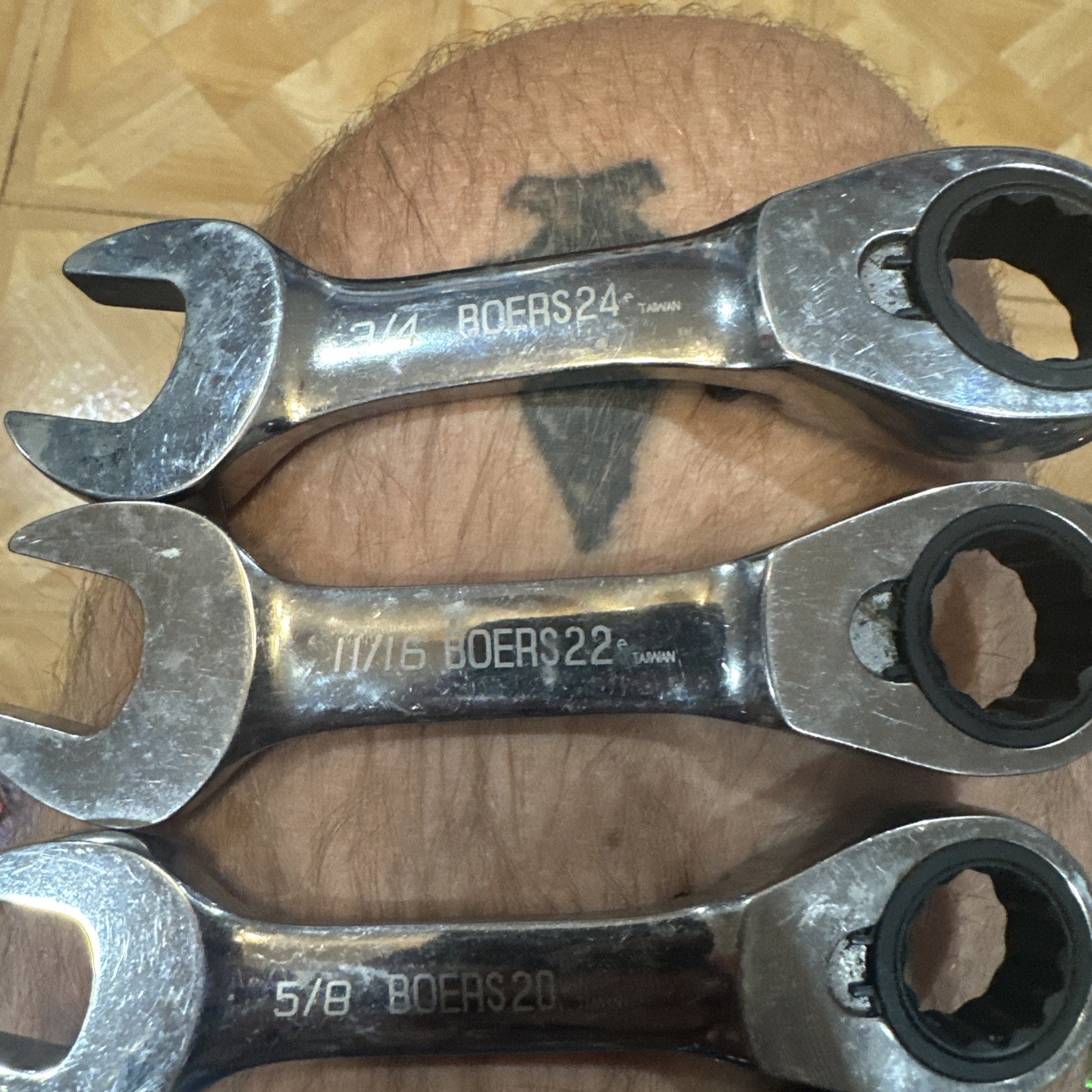Blue Point Stubby Ratcheting Wrench 5 Piece Lot 3/4 11/16 5/8 9/16 1/2