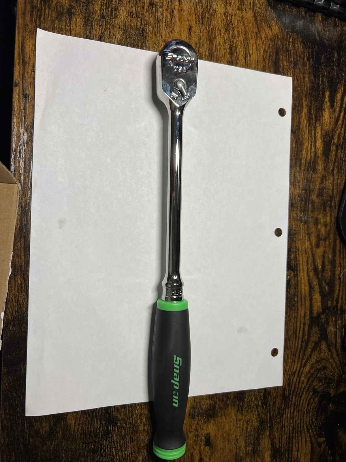 Snap-on Tools USA NEW 3/8″ Drive GREEN Soft Grip LONG Fixed Head Ratchet FHL80G