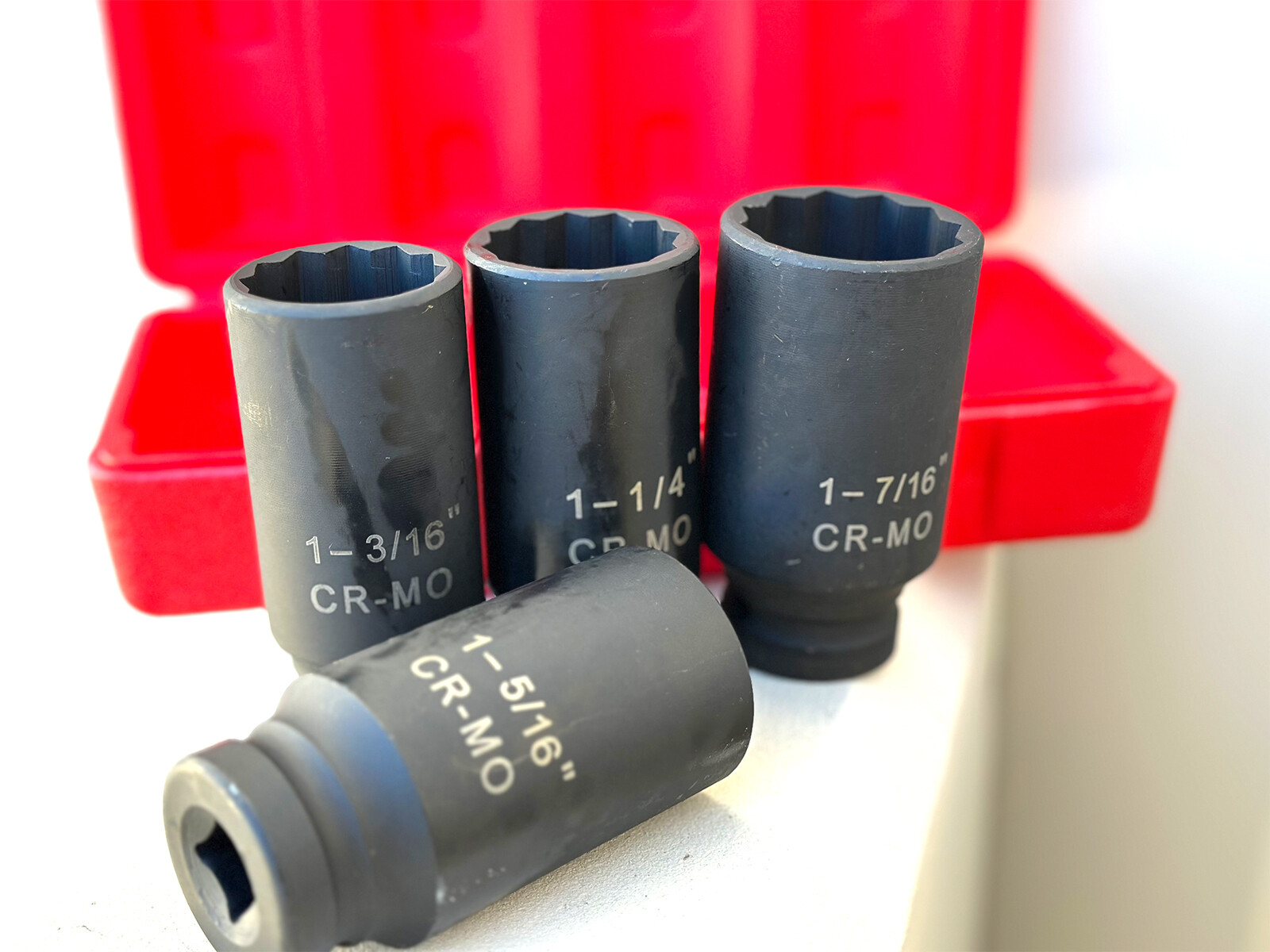 4pc SAE 1/2″ Dr. 12 Point Spindle Axle Nut Impact Socket Set 90mm CR-MO Sockets