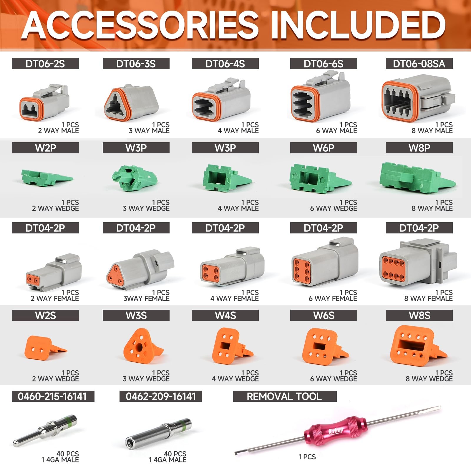 Deutsch Crimp Tool Kit Closed Barrel 4-Way 8-Impression 105PCS DT Connector