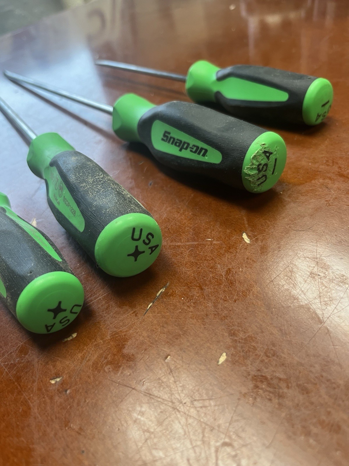 Snap On Cabinet Drive Set Of 4 No1 No2 7/32 And 3/16 Green Handle