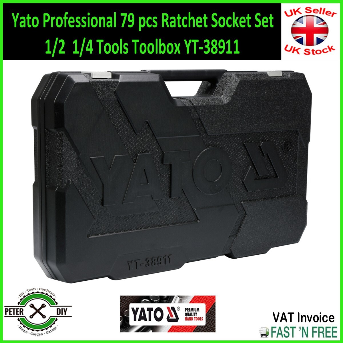 Yato Professional 79 pcs Ratchet Socket Set 1/2 1/4 Tools Toolbox YT-38911
