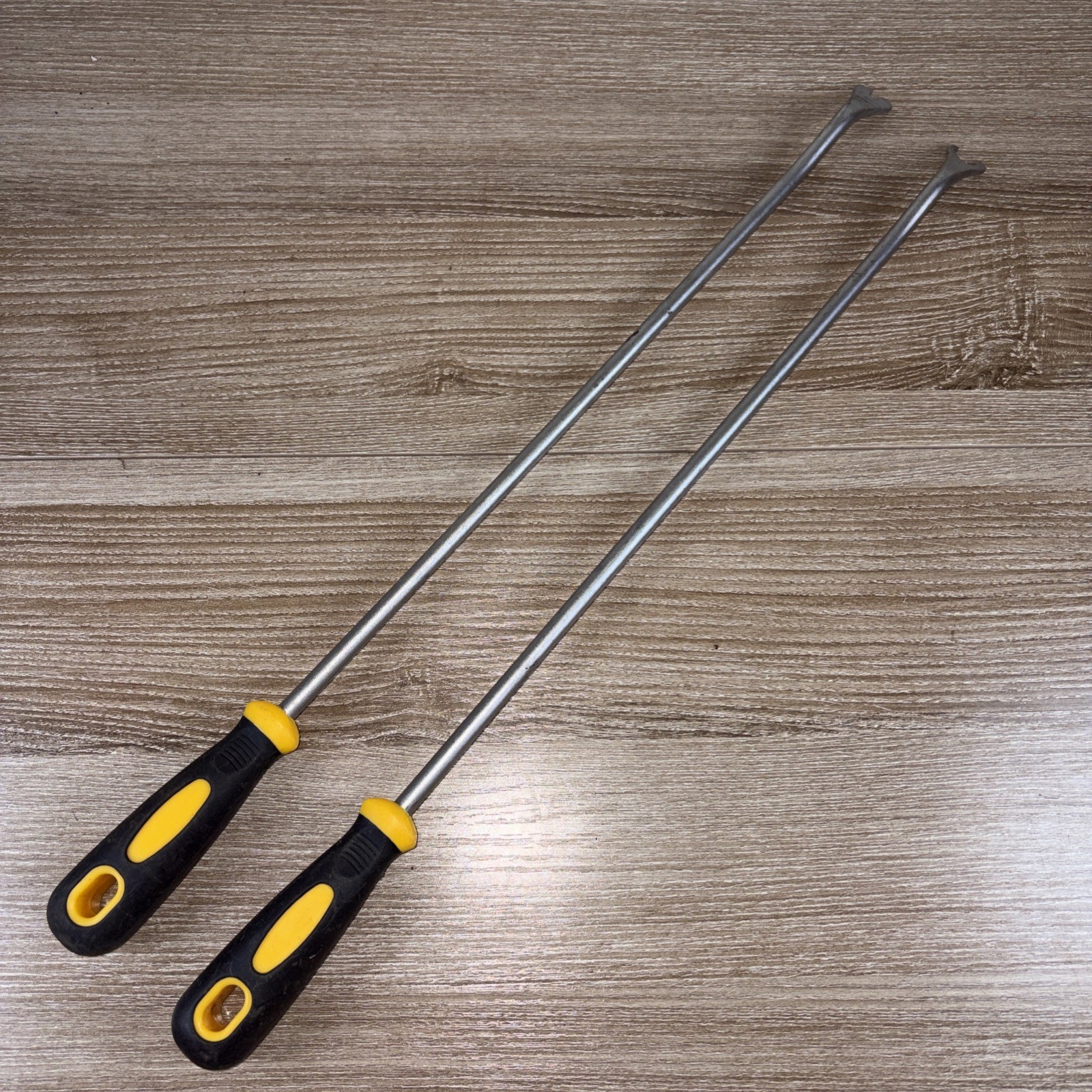 (2) Pittsburg Tools Yellow And Black Soft Grip LONG Car Trim Pad Removal Tools