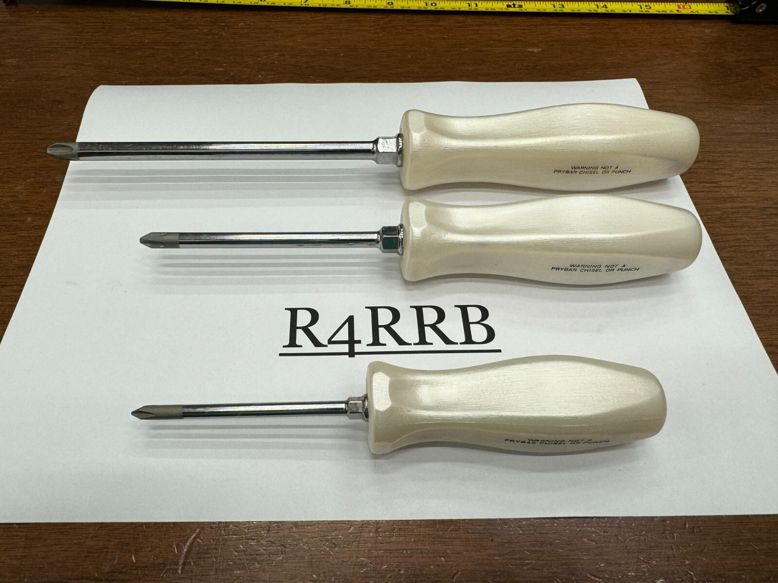 Snap-on Tools USA NEW 3pc PEARL WHITE GRIP PHILLIPS P1 P2 P3 Screwdriver Lot Set