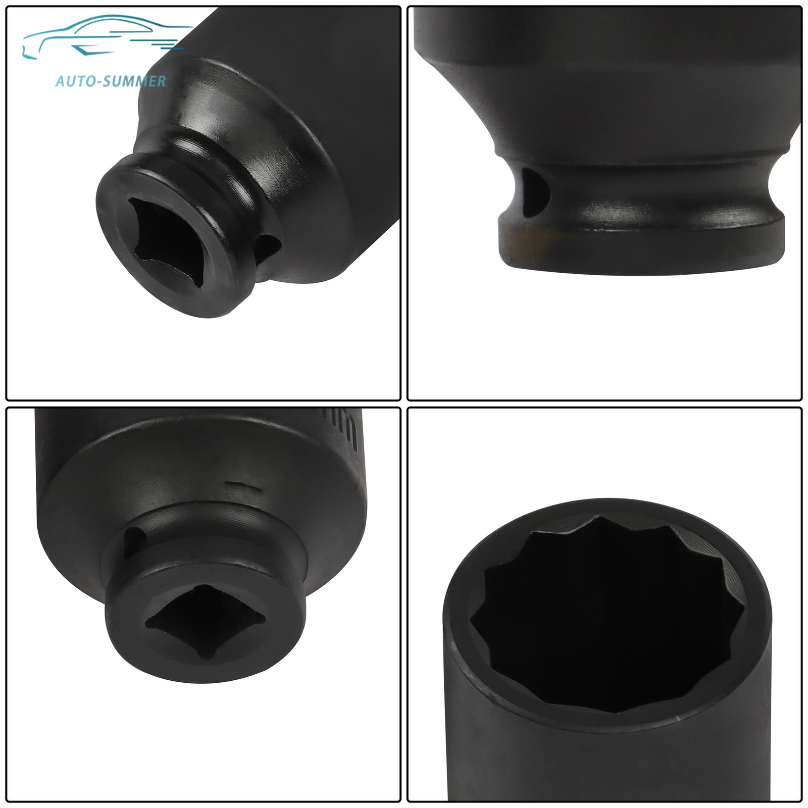 8PCS 1/2″ Deep Spindle Axle Nut Impact Socket Set 12 Point Metric Large Socket