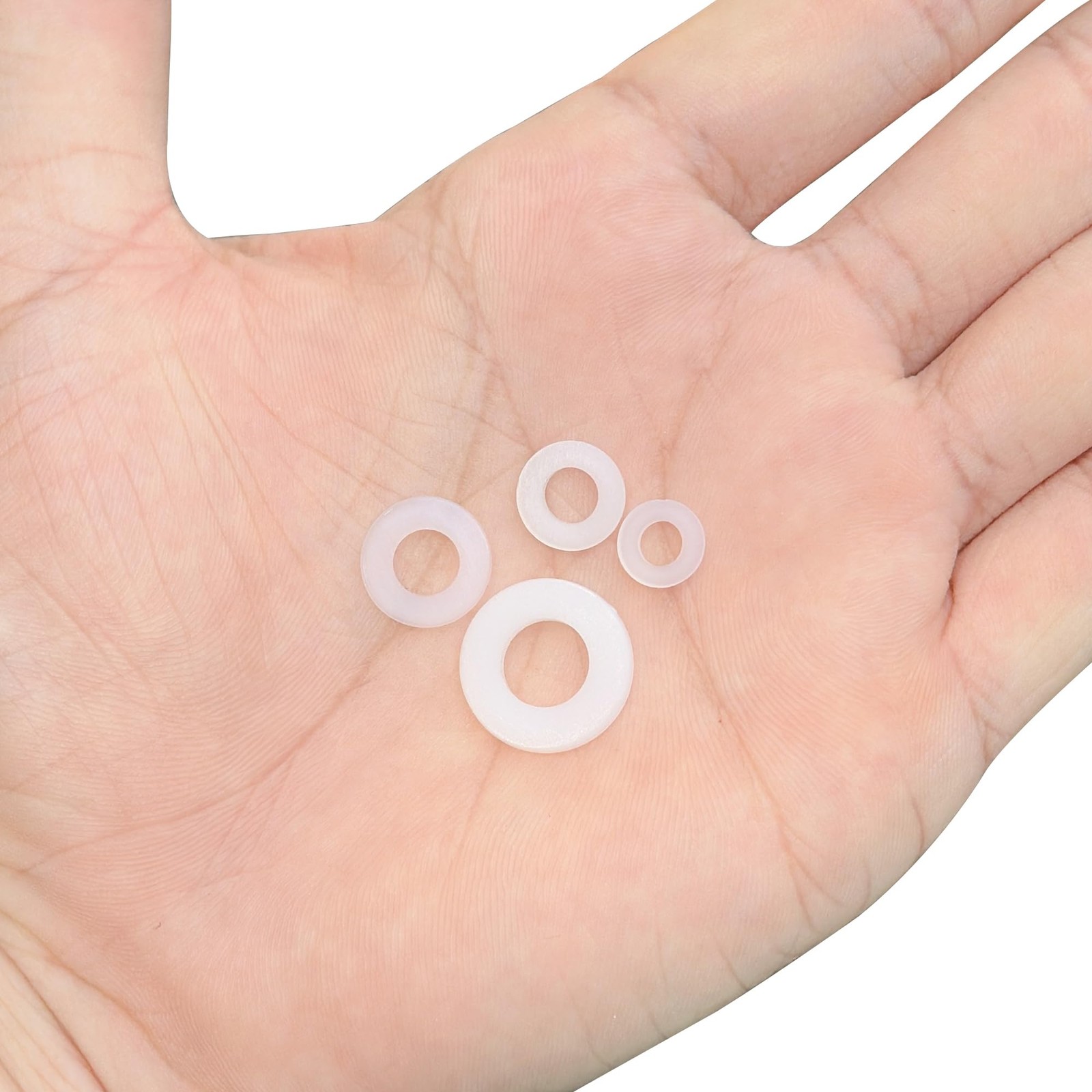 600 PCS M2-M8 Nylon Flat Washers,White Washers,Plastic 2-8 millimeters, White