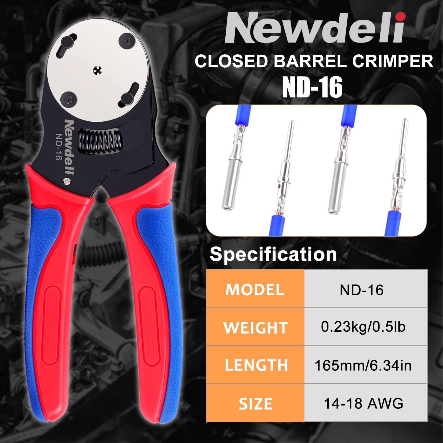 Newdeli Deutsch Crimp Tool Size 16 Connector 4 Way Blue, Black