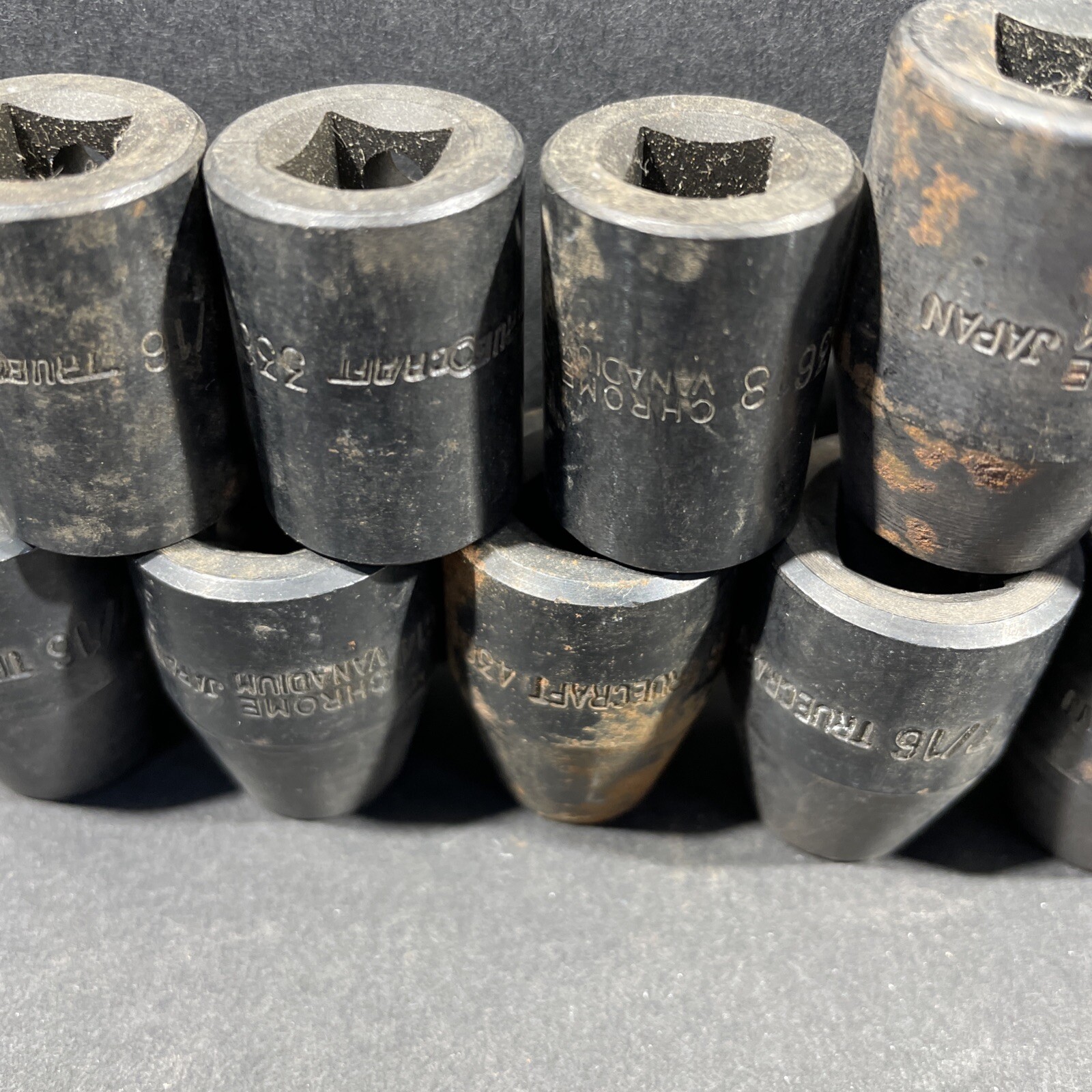 11- Truecraft Impact Sockets, 7/16” 13mm 9/16” 11/16”, 1/2 & 3/8 Drive, 6 Point
