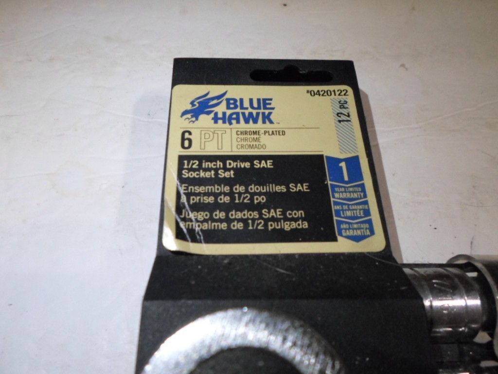 Blue Hawk 1/2 Drive 6 Point SAE 12-pc Socket Set Chrome Plated 0420122