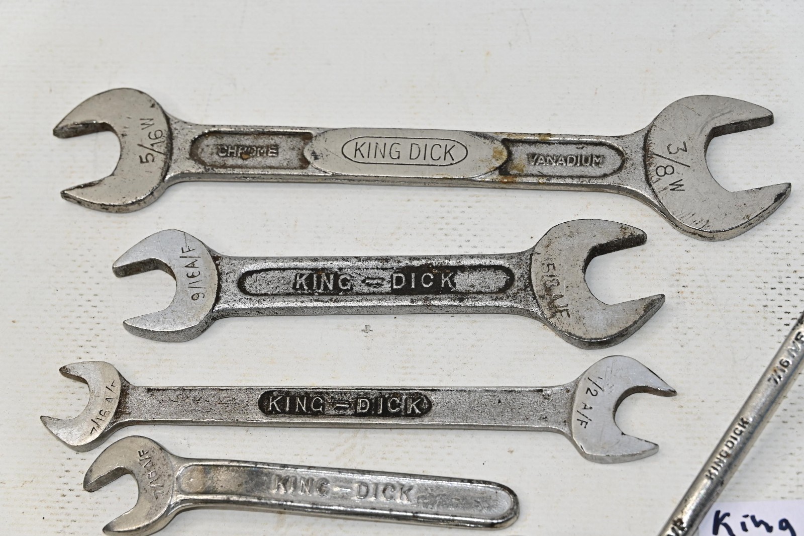 Vintage 7 King Dick AF / W open ended / cranked ring Spanners as photos British