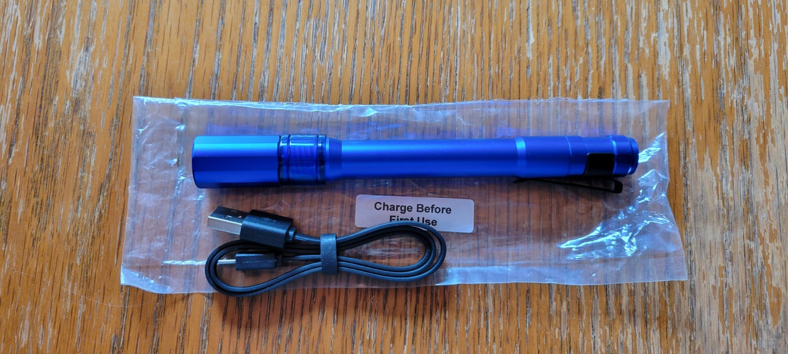 EZ Red Rechargeable Flashlight w/Pocket Clip & Charge Cable, BLUE #TF120B