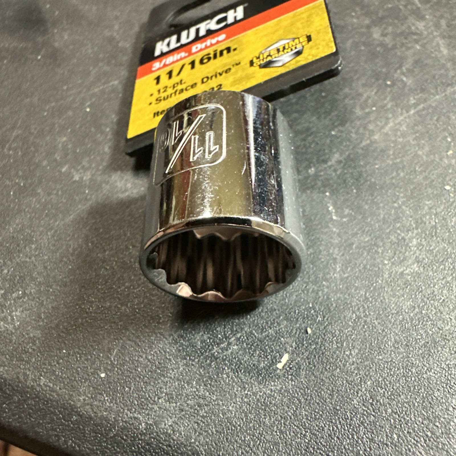 New Klutch 3/8 Drive 12 pt 11/16 In Sae Socket