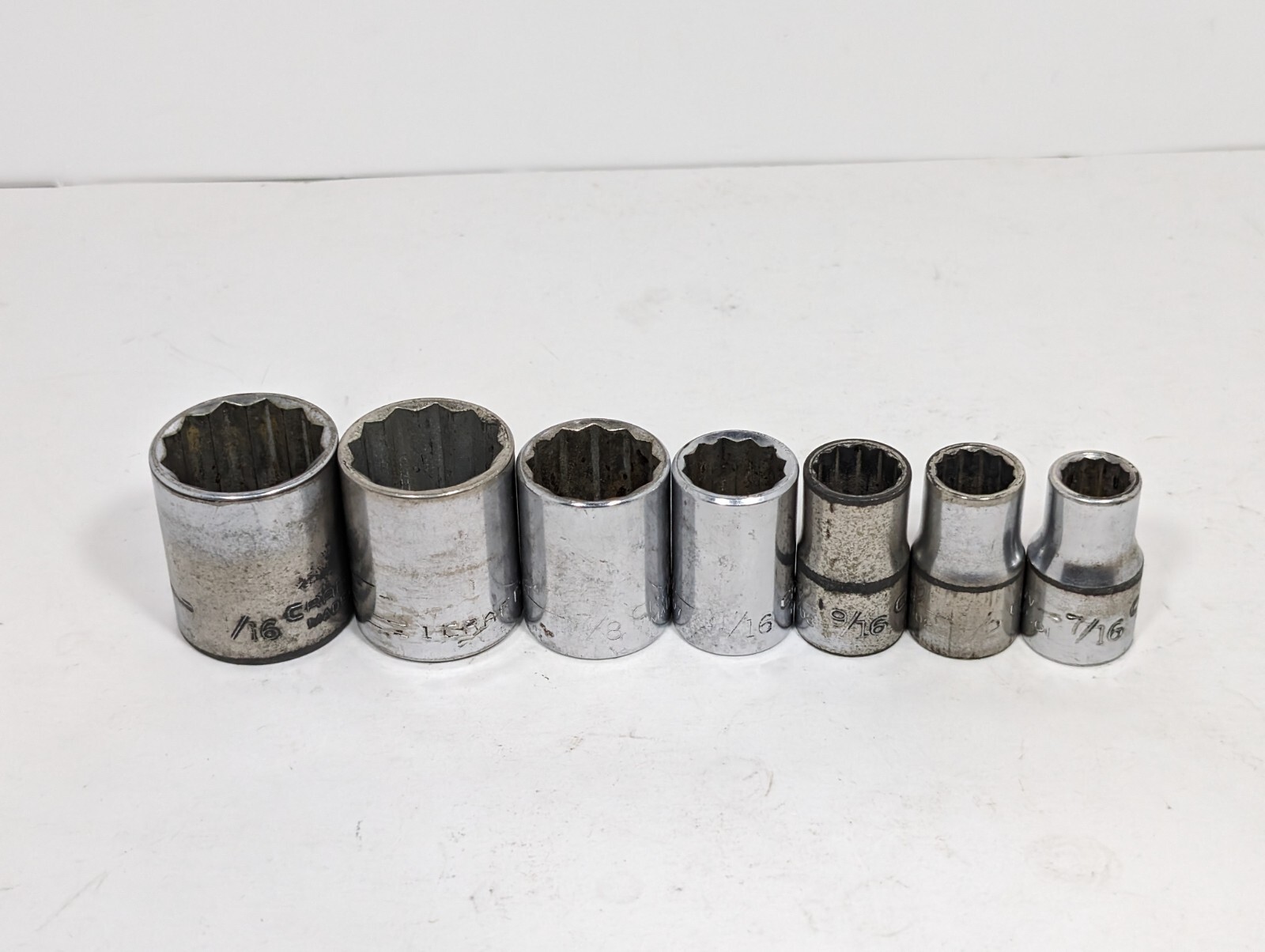 Lot Of 7 Craftsman 12 Point SAE Short 1/2″ Drive Sockets 1 1/16 To 7/16