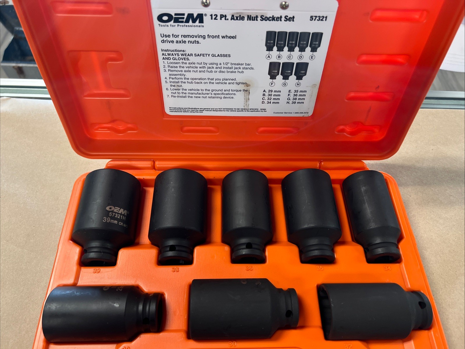 🛠️ OEMTOOLS 1/2in Drive 6 Point Axle/Spindle Nut Socket Set 8 Piece – 57321