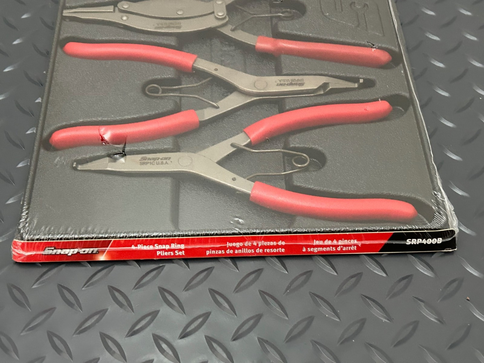 Snap-on srp400b 4 pc. snap ring plier set srp1c,srp2b,srp3b,srp5b sealed set