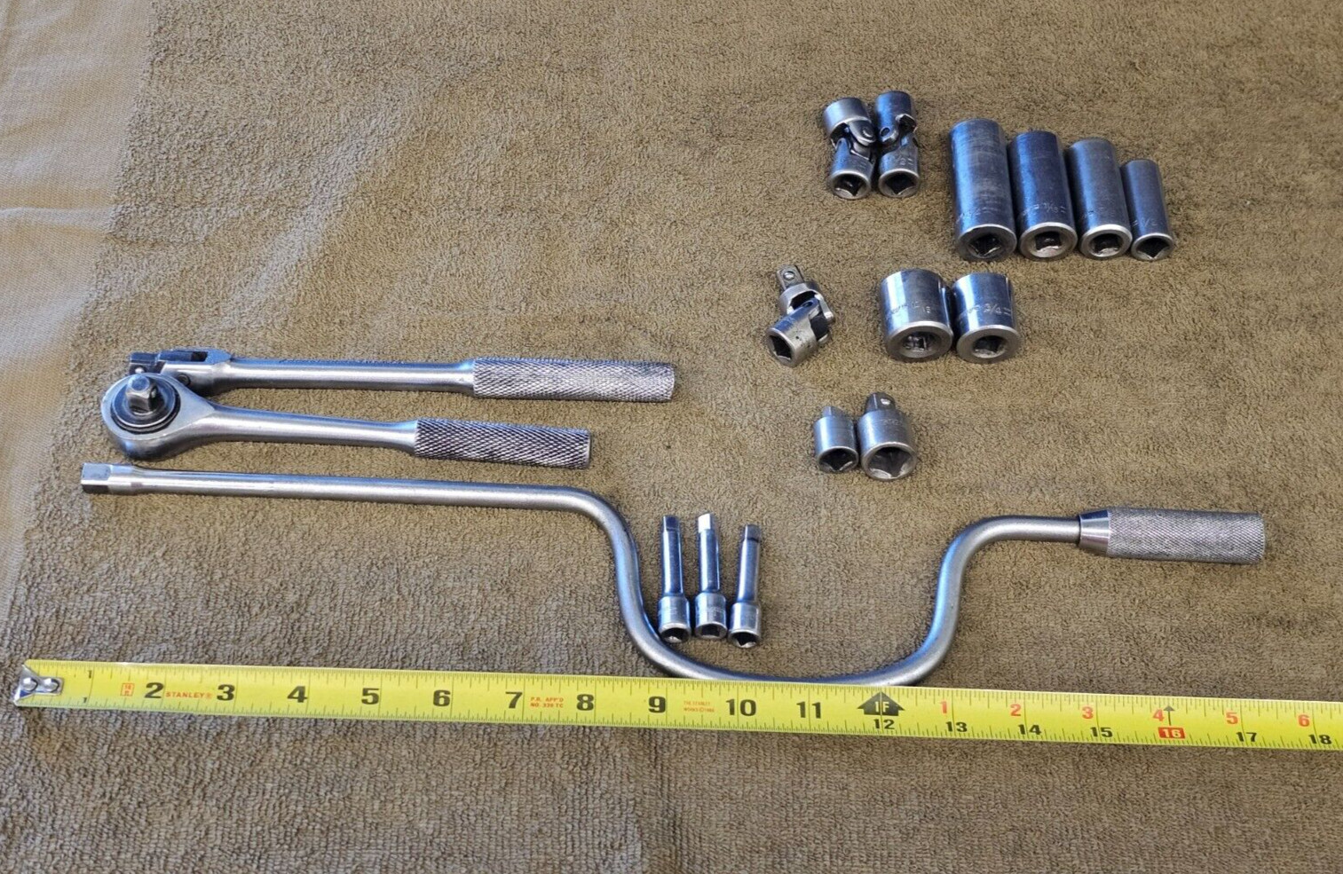 17 Pro America 1/4″ 3/4 Drive Socket Set Ratchet Breaker Bar Swivel Extension