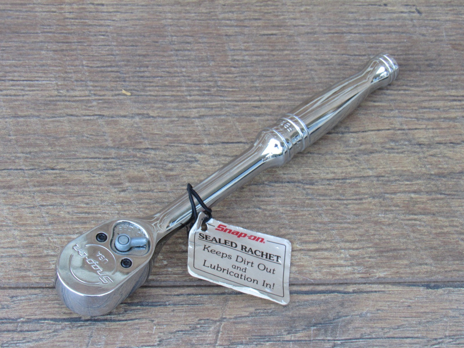 NOS SNAP ON 3/8″ DRIVE F830 STANDARD CHROME HANDLE RATCHET NEW LOGO 7.5″ F 830
